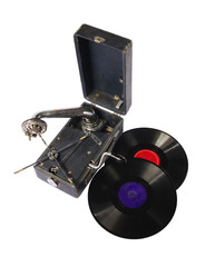 old gramophone with a gramophone records © valeie