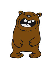 Obraz na płótnie Canvas funny comic cartoon bear fat grin laughing dick big cuddle grizzly