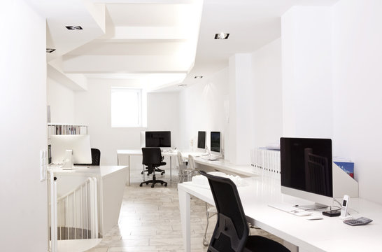 Workspaces in a modern office
