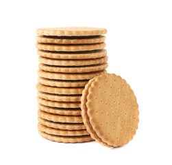 Stack of cookies isolated over the white background
