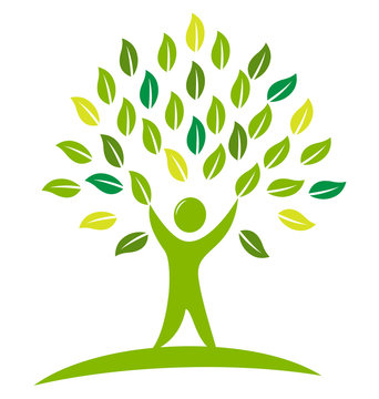 Tree people healthy symbol logo vector