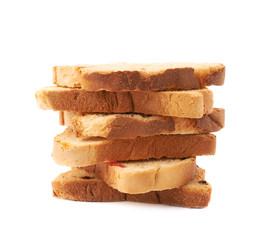 Stack of rusks isolated over the white background