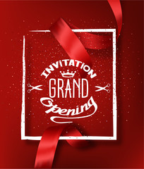 GRAND OPENING RED BACKGROUND WITH RED CUT SILK RIBBON