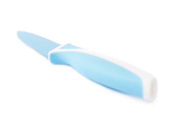 Steel blue knife isolated over the white background