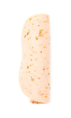 Slice of ham over isolated white background
