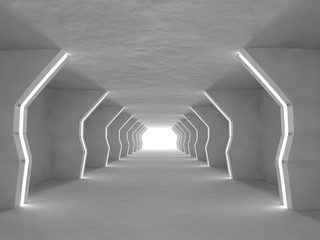empty light big hall 3D rendering