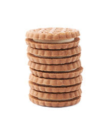 Stack of cookies isolated over the white background