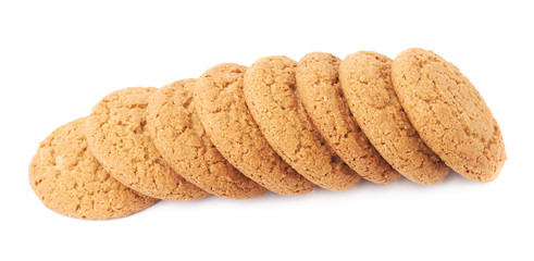 Line of cookies isolated over the white background