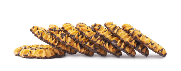 Fototapeta premium Line of cookies isolated over the white background