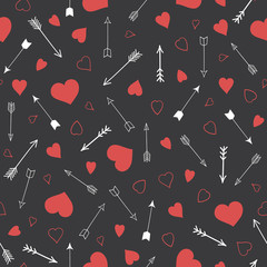 Seamless vector pattern with hearts and arrows