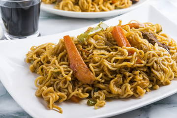 Noodles and vegetables