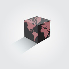 World map colorful. Earth in the form of a cube. Vector illustration.