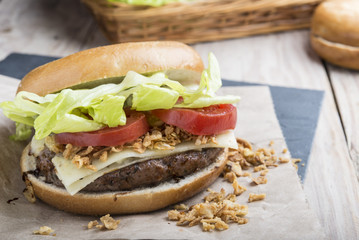 Burger with ingridients