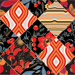 stock vector seamless pattern. oriental, indian, russian floral