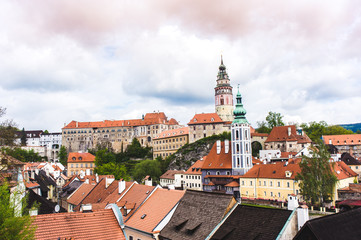 Fototapeta premium Panoramic view over town of cesky Krumlov
