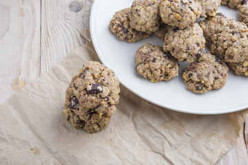 Baking still life of freshly baked chocolate chips
