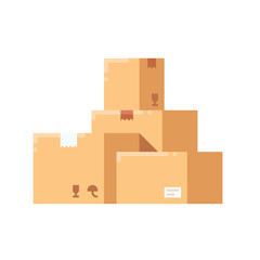 Move service box. Craft box. Transportation package cargo service Vector illustration isolated on white background