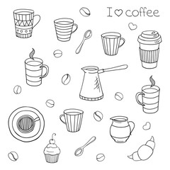 vector hand drawn coffee set