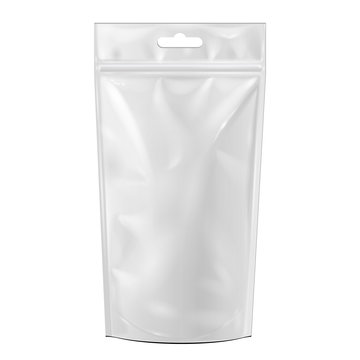 White Blank Sealed Foil Food Pouch Bag Pack Vector EPS10