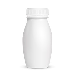 White Yogurt Milk Plastic Bottle. Illustration Isolated On White Background. Mock Up Template Ready For Your Design. Vector EPS10