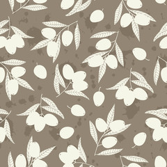 seamless pattern with branches of olives