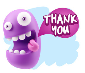 3d Illustration Laughing Character Emoji Expression saying Thank