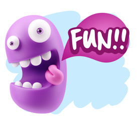 3d Illustration Laughing Character Emoji Expression saying Fun w