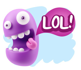 3d Illustration Laughing Character Emoji Expression saying Lol w