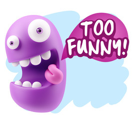 3d Rendering Smile Character Emoticon Expression saying Very Fun