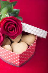 sweet cookies in heart shape box