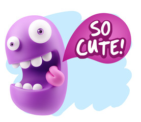 3d Illustration Laughing Character Emoji Expression saying So Cu