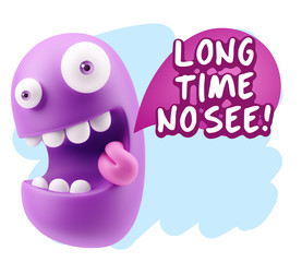 3d Illustration Laughing Character Emoji Expression saying Long