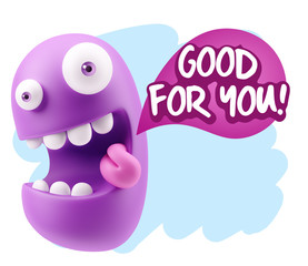 3d Rendering Smile Character Emoticon Expression saying Good For