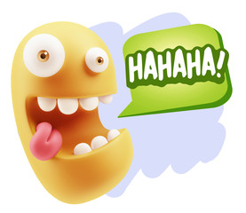 3d Illustration Laughing Character Emoji Expression saying Hahah
