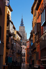 Street and Cathedral of Toledo Spain