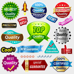 Big set of Quality Labels. Vector illustration.