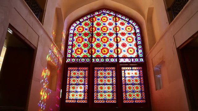 in iran blur colors from the windows  old mosque traditional scenic light
