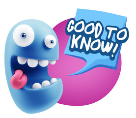 3d Illustration Laughing Character Emoji Expression saying Good