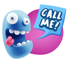 3d Illustration Laughing Character Emoji Expression saying Call