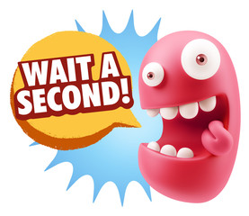 3d Illustration Laughing Character Emoji Expression saying Wait