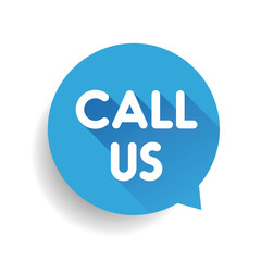 Call us vector label blue