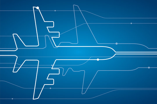 Abstract airplane white lines, vector design lines background, aviation wallpaper