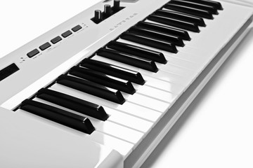 Keyboard of synthesizer closeup