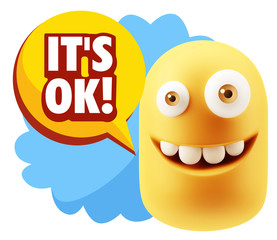 3d Illustration Laughing Character Emoji Expression saying It's