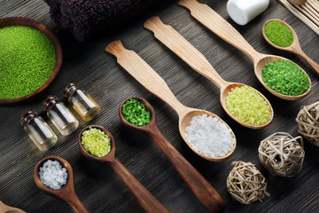 Spa composition on wooden background