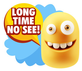 3d Illustration Laughing Character Emoji Expression saying Long