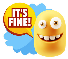 3d Illustration Laughing Character Emoji Expression saying It's