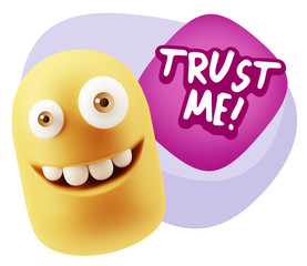 3d Illustration Laughing Character Emoji Expression saying Trust