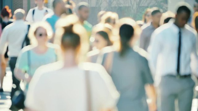 Blurred Crowd Walking Slow Motion