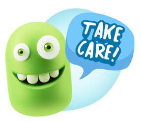 3d Illustration Laughing Character Emoji Expression saying Take